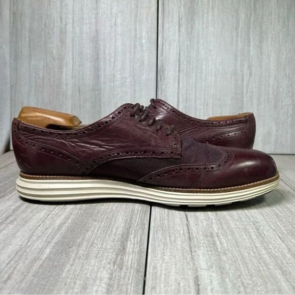 Cole Haan Grand OS Original Burgundy Leather Wingtip Dress Shoes Mens Size 11.5 - Picture 2 of 10
